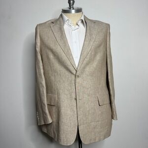 Parisian Signature Mens Linen‎ Blazer Jacket Size 44R Beige